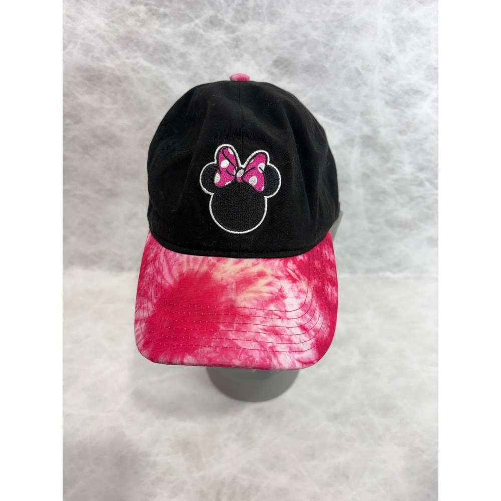 Disney Minnie Mouse Baseball Cap Hat Black Pink Tie Dye Adjustable QQC2568